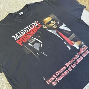 Barack Obama Mission Possible T-Shirt 4X Big & Tall Y2K Black